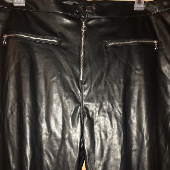 Zip Front Faux Leather Pants - Picture 2 of 4